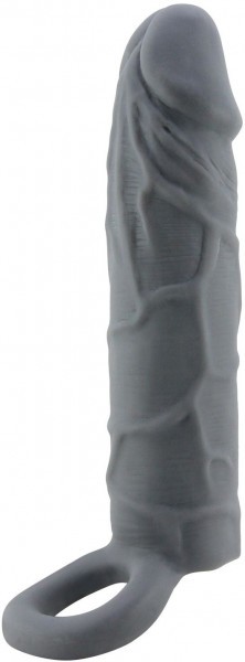 Серая удлиняющая насадка на пенис Large - 18 см.