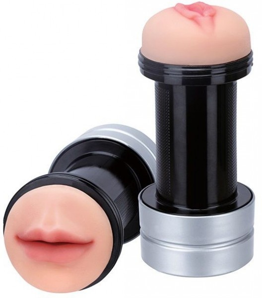 Двусторонний мастурбатор REALSTUFF 2 IN 1 HUMMER MOUTH   VAGINA - ротик и вагина