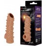 Телесная насадка с шипами и открытой головкой Nude Sleeve L - 14 см.