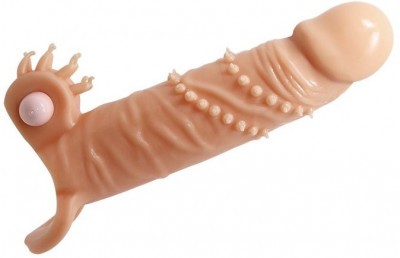 Телесная удлиняющая вибронасадка Penis Sleeve Connor - 17 см.