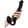 Черный безремневой вибрострапон Silicone Bendable Strap-On - size M
