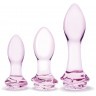 Набор из 3 стеклянных анальных пробок Rosebud Butt Plug Set