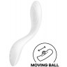 Белый вибромассажер Rrrolling Pleasure с движущимся шариком - 23 см.