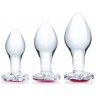 Набор из 3 стеклянных анальных пробок Heart Jewel Plug Set