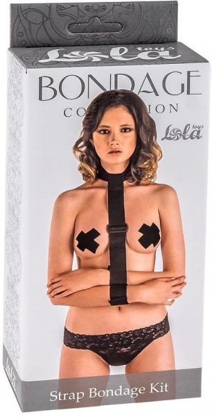 Ошейник с длинной лентой и наручниками Strap Bondage Kit Plus Size