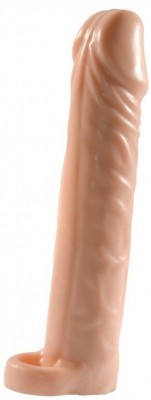Телесная насадка-удлинитель Extension sleeve с подхватом - 17 см.