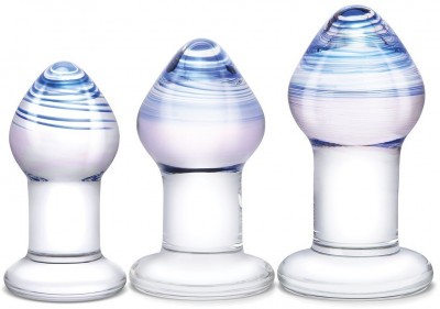 Набор из 3 стеклянных анальных пробок Pleasure Droplets Plug Set