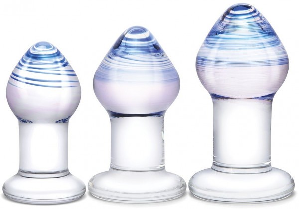 Набор из 3 стеклянных анальных пробок Pleasure Droplets Plug Set