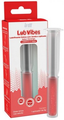 Интимная смазка на водной основе Lub Vibes со вкусом клубники и эффектом вибрации - 5 гр.