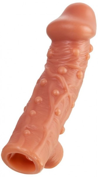 Насадка на фаллос с отверстием для мошонки Cock Sleeve 002 Size L - 17,6 см.