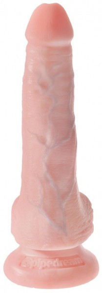 Телесный фаллоимитатор с мошонкой и присоской 6  Cock with Balls - 17,8 см.