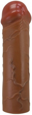 Коричневая насадка-удлинитель на пенис Nile - 16,5 см.