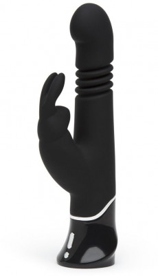 Черный хай-тек вибратор Greedy Girl Thrusting Rabbit Vibrator - 22,8 см.