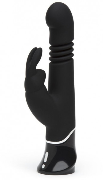 Черный хай-тек вибратор Greedy Girl Thrusting Rabbit Vibrator - 22,8 см.