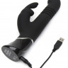 Черный хай-тек вибратор Greedy Girl Thrusting Rabbit Vibrator - 22,8 см.