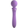 Фиолетовый двусторонний вибростимулятор Duo Wand Massage-Her - 19,6 см.