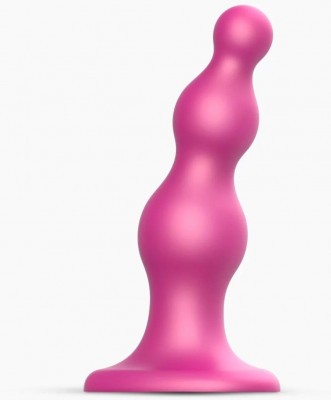 Розовый стимулятор-ёлочка Dildo Plug Beads Framboise Size M - 15 см.