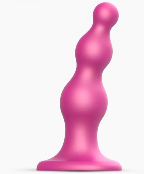 Розовый стимулятор-ёлочка Dildo Plug Beads Framboise Size M - 15 см.