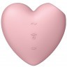 Розовый вибромассажер Cutie Heart с вакуум-волновой стимуляцией