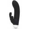 Черный вибратор с клиторальным отростком Greedy Girl Mini Rabbit Vibrator - 14 см.