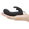Черный вибратор с клиторальным отростком Greedy Girl Mini Rabbit Vibrator - 14 см.