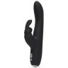 Черный вибратор с клиторальным отростком Greedy Girl Slimline Rabbit Vibrator - 22,8 см.