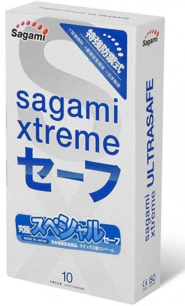 Презервативы Sagami Xtreme Ultrasafe с двойным количеством смазки - 10 шт.