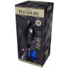 Серебристая анальная втулка с синим кристаллом Mini Metal Butt Plug Size M - 8 см.