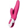 Ярко-розовый вибратор  Satisfyer Mr. Rabbit с клиторальным отростком - 22,1 см.