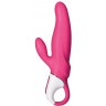 Ярко-розовый вибратор  Satisfyer Mr. Rabbit с клиторальным отростком - 22,1 см.