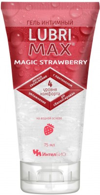 Интимный гель-смазка на водной основе Lubrimax Magic Strawberry - 75 мл.