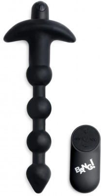 Черные анальные бусы с вибрацией и пультом ДУ 28X Remote Control Vibrating Silicone Anal Beads - 19 см.