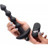 Черные анальные бусы с вибрацией и пультом ДУ 28X Remote Control Vibrating Silicone Anal Beads - 19 см.