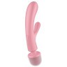 Розовый двусторонний вибромассажер Triple Lover - 23,7 см.