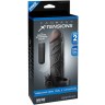 Чёрная вибронасадка с кольцом Vibrating Real Feel 2 Extension - 16 см.