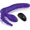 Фиолетовый безремневой страпон с пультом ДУ 7’’ Remote Control Strapless - 24 см.
