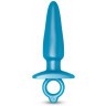 Голубая анальная пробка с кольцом Sleek Tapered Silicone Plug - 15 см.