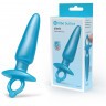 Голубая анальная пробка с кольцом Sleek Tapered Silicone Plug - 15 см.