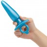 Голубая анальная пробка с кольцом Sleek Tapered Silicone Plug - 15 см.