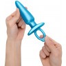 Голубая анальная пробка с кольцом Sleek Tapered Silicone Plug - 15 см.