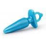 Голубая анальная пробка с кольцом Sleek Tapered Silicone Plug - 15 см.