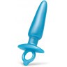 Голубая анальная пробка с кольцом Sleek Tapered Silicone Plug - 15 см.