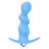 Голубая фигурная анальная вибропробка Spiral Anal Plug - 12 см.
