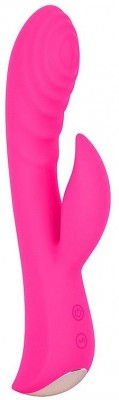 Ярко-розовый вибромассажер-кролик 5  Silicone Ripple Passion - 19,1 см.