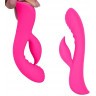 Ярко-розовый вибромассажер-кролик 5  Silicone Ripple Passion - 19,1 см.