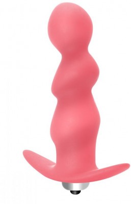 Розовая фигурная анальная вибропробка Spiral Anal Plug - 12 см.