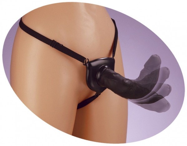 Черный податливый страпон Posable Partner Strap-On - 17,8 см.