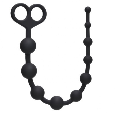 Чёрная анальная цепочка Orgasm Beads - 33,5 см.
