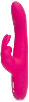 Розовый перезаряжаемый вибратор Rabbit Slimline Curve Rechargeable - 24 см.