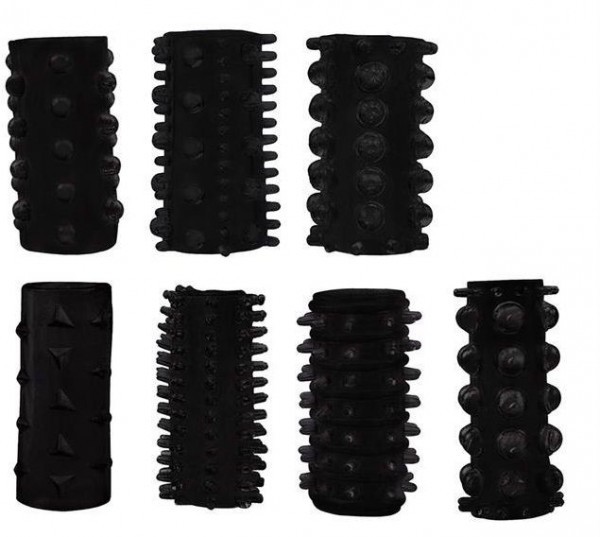 Набор из 7 черных насадок PENIS SLEEVES SET